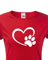 Dámské tričko se psí packou a srdíčkem - ideální dárek
