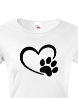 Dámské tričko se psí packou a srdíčkem - ideální dárek