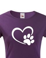 Dámské tričko se psí packou a srdíčkem - ideální dárek