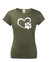 Dámské tričko se psí packou a srdíčkem - ideální dárek