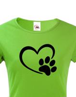 Dámské tričko se psí packou a srdíčkem - ideální dárek