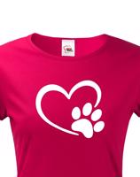 Dámské tričko se psí packou a srdíčkem - ideální dárek