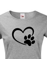 Dámské tričko se psí packou a srdíčkem - ideální dárek