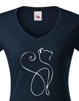 Dámské tričko se siluetou kočky - ideální dárek pro milovníky koček
