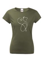 Dámské tričko se siluetou kočky - ideální dárek pro milovníky koček
