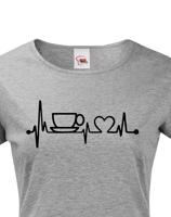 Dámské tričko Srdeční tep káva - triko pro milovnice kávy