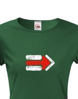 Dámské tričko Turistická šipka - červená - ideální turistické tričko