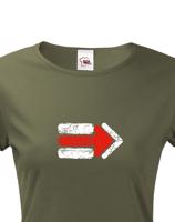 Dámské tričko Turistická šipka - červená - ideální turistické tričko