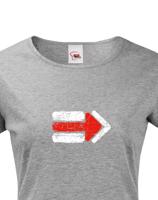 Dámské tričko Turistická šipka - červená - ideální turistické tričko