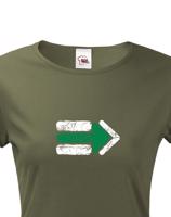 Dámské tričko Turistická šipka - zelená - ideální turistické tričko