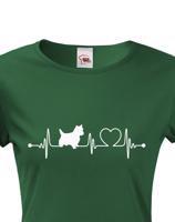 Dámské tričko Westík tep - skvělý dárek na narozeniny pro majitele psů