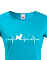 Dámské tričko Westík tep - skvělý dárek na narozeniny pro majitele psů