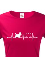 Dámské tričko Westík tep - skvělý dárek na narozeniny pro majitele psů