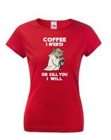 Dámské tričko - Yoda I need coffee - ideální dárek