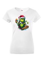Dámské triko Grinch na skateboardu - skvělé vánoční triko