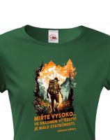 Dámské triko s citátem horolezce Edmunda Hillaryho - Miřte vysoko