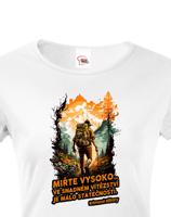 Dámské triko s citátem horolezce Edmunda Hillaryho - Miřte vysoko