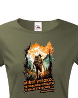 Dámské triko s citátem horolezce Edmunda Hillaryho - Miřte vysoko