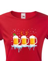 Dámské triko s potiskem Christmas beer - pro pivařky