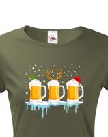 Dámské triko s potiskem Christmas beer - pro pivařky