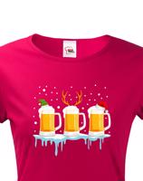 Dámské triko s potiskem Christmas beer - pro pivařky