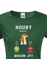 Dámské triko s potiskem Houby volají - triko pro houbařky
