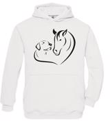 Dětská mikina pro milovníky zvířat s potiskem srdce koně a psa