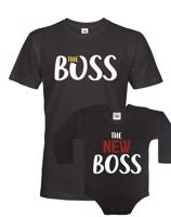 Dětské body a pánské tričko s potiskem The boss a The new boss