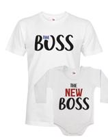 Dětské body a pánské tričko s potiskem The boss a The new boss