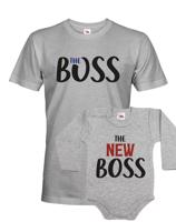 Dětské body a pánské tričko s potiskem The boss a The new boss