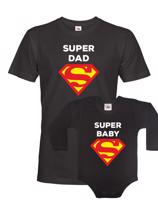 Dětské body pro miminko a tričko pro otce Super Dad a Baby