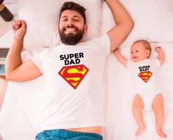 Dětské body pro miminko a tričko pro otce Super Dad a Baby