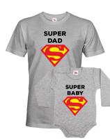 Dětské body pro miminko a tričko pro otce Super Dad a Baby