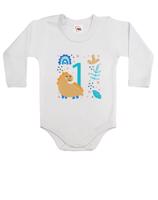 Dětské body s dlouhým rukávem – narozeninový dinosaurus s volitelným věkem