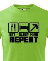 Dětské tričko Eat Sleep Mine Repeat - triko pro hráče Minecraft