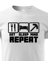 Dětské tričko Eat Sleep Mine Repeat - triko pro hráče Minecraft