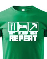 Dětské tričko Eat Sleep Mine Repeat - triko pro hráče Minecraft