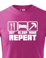 Dětské tričko Eat Sleep Mine Repeat - triko pro hráče Minecraft