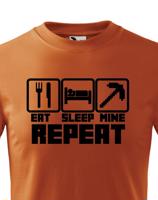 Dětské tričko Eat Sleep Mine Repeat - triko pro hráče Minecraft