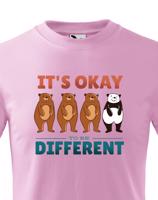 Dětské  tričko IT´S OKAY TO BE DIFFERENT - triko s pandou
