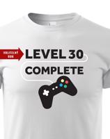Dětské tričko k narozeninám - Level complete - s věkem na přání
