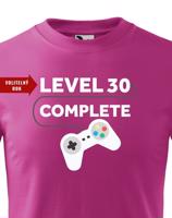 Dětské tričko k narozeninám - Level complete - s věkem na přání