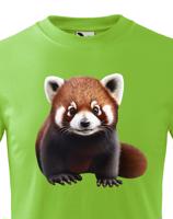 Dětské tričko s červenou pandou - krásný barevný motiv s plnými barvami