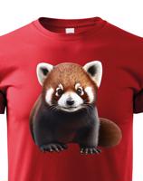 Dětské tričko s červenou pandou - krásný barevný motiv s plnými barvami