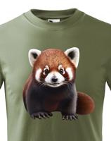 Dětské tričko s červenou pandou - krásný barevný motiv s plnými barvami