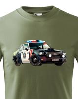 Dětské tričko s policejním autem - krásný barevný motiv s plnými barvami