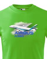 Dětské tričko s potiskem Airbus A380 - ideální dárek pro milovníky letadel