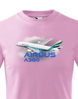 Dětské tričko s potiskem Airbus A380 - ideální dárek pro milovníky letadel