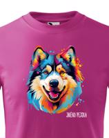 Dětské tričko s potiskem plemene Aljašský malamut s volitelným jménem