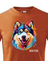 Dětské tričko s potiskem plemene Aljašský malamut s volitelným jménem